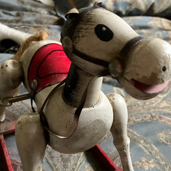 VTG Handmade Wooden Rocking Horse w/non working Music Box - Picture 11 of 11